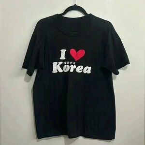 Unisex I❤️ Korea T-shirts  size XL in Black